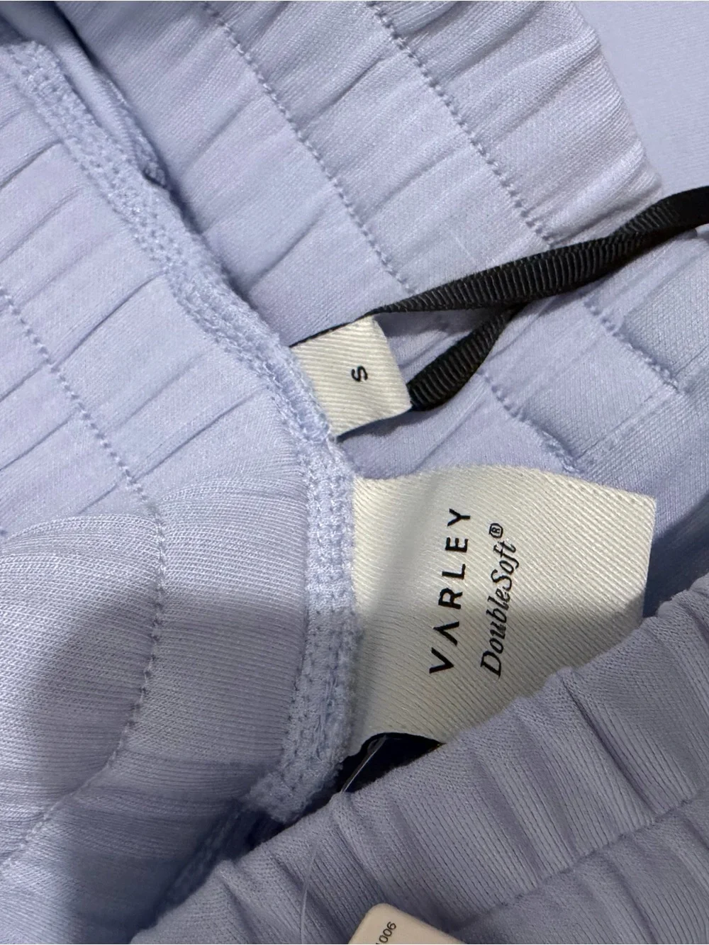 Varley Light Blue Sleeveless Knit Hoodie and Shorts Set